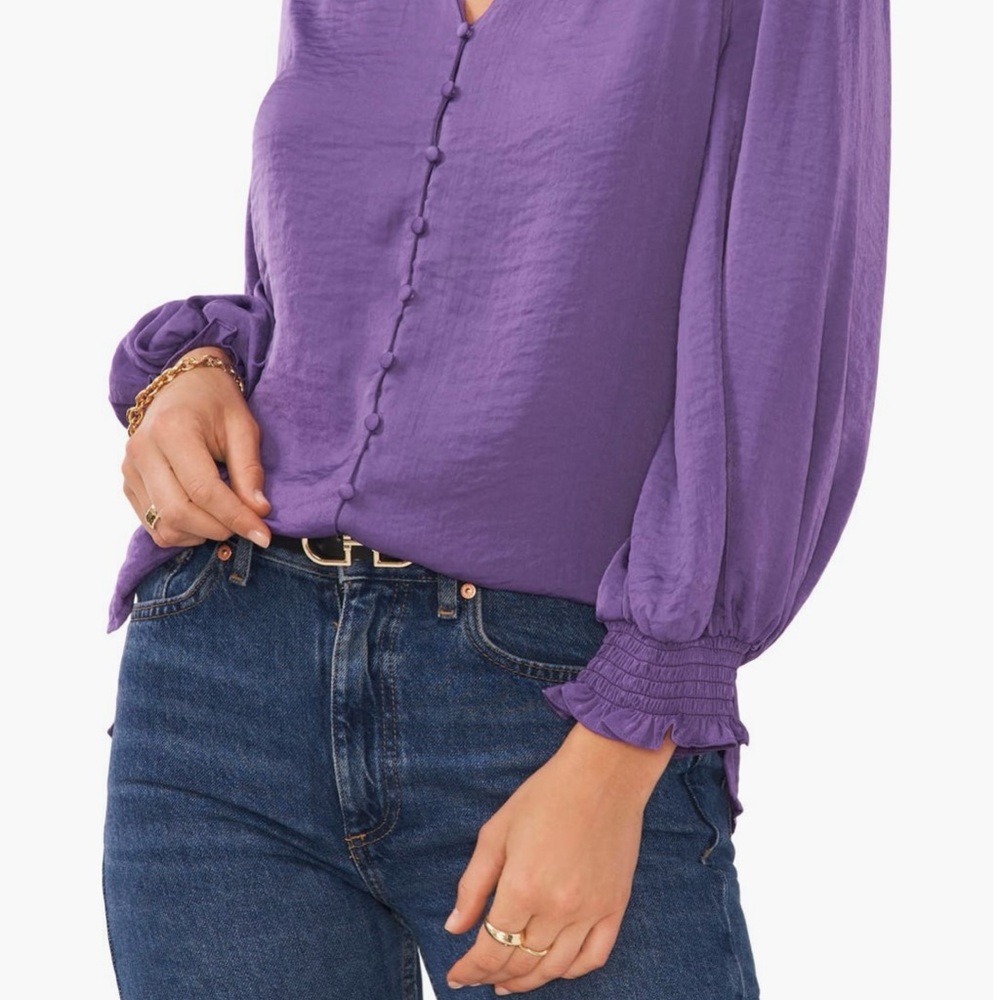 Vince Camuto Purple Button-Down Blouse